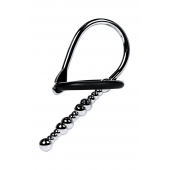 Серебристый уретральный плаг-бусины TOYFA Metal с мягким фиксириющим кольцом - ToyFa - купить с доставкой в Санкт-Петербурге