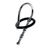 Серебристый уретральный плаг-бусины TOYFA Metal с мягким фиксириющим кольцом - ToyFa - купить с доставкой в Санкт-Петербурге