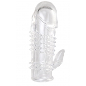 Прозрачная гелевая насадка с шипами и клиторальным отростком - 13 см. - Toyfa Basic - в Санкт-Петербурге купить с доставкой