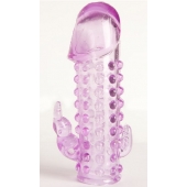 Закрытая фиолетовая насадка с 2 отростками - 13 см. - Toyfa Basic - в Санкт-Петербурге купить с доставкой