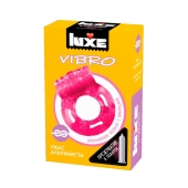 Розовое эрекционное виброкольцо Luxe VIBRO  Ужас Альпиниста  + презерватив - Luxe - в Санкт-Петербурге купить с доставкой