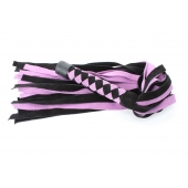 Черно-розовая плеть из замши - 58 см. - БДСМ Арсенал - купить с доставкой в Санкт-Петербурге