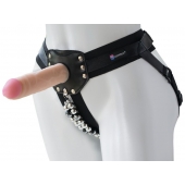 Черный пояс-трусики с насадкой  Гламур Dana  - 15,5 см. - LOVETOY (А-Полимер) - купить с доставкой в Санкт-Петербурге
