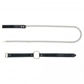 Черный поводок и чокер с кольцом Rada - Rebelts - купить с доставкой в Санкт-Петербурге