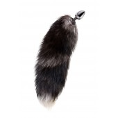 Серебристая металлическая анальная втулка с хвостом чернобурой лисы - размер S - ToyFa - купить с доставкой в Санкт-Петербурге