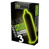 Презервативы DOMINO Neon Green со светящимся в темноте кончиком - 3 шт. - Domino - купить с доставкой в Санкт-Петербурге