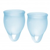 Набор голубых менструальных чаш Feel confident Menstrual Cup - Satisfyer - купить с доставкой в Санкт-Петербурге