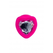 Розовая анальная втулка Diamond Heart с прозрачным кристаллом - 9,5 см. - ToyFa - купить с доставкой в Санкт-Петербурге