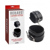 Черные оковы на ноги Obey Me Leather Ankle Cuffs - Chisa - купить с доставкой в Санкт-Петербурге