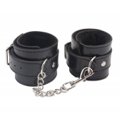 Черные оковы на ноги Obey Me Leather Ankle Cuffs - Chisa - купить с доставкой в Санкт-Петербурге