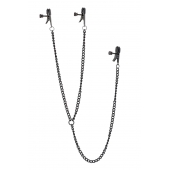 Черные зажимы на соски и клитор на цепочке DELUXE NIPPLE   CLIT CLAMPS - Dream Toys - купить с доставкой в Санкт-Петербурге