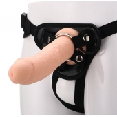 Черные трусики с телесной насадкой STRAP ON REAL DILDO - 21 см. - Dream Toys - купить с доставкой в Санкт-Петербурге