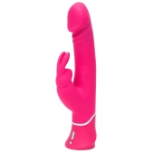 Розовый вибратор-кролик Realistic Dual Density Rechargeable Rabbit Vibrator - 25,5 см. - Happy Rabbit