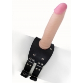 Черный узкий пояс на бедро с телесной насадкой - LOVETOY (А-Полимер) - купить с доставкой в Санкт-Петербурге