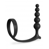 Черная анальная цепочка с эрекционным кольцом Ass-gasm Cockring Anal Beads - Pipedream - в Санкт-Петербурге купить с доставкой