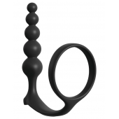 Черная анальная цепочка с эрекционным кольцом Ass-gasm Cockring Anal Beads - Pipedream - в Санкт-Петербурге купить с доставкой