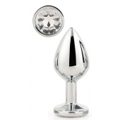 Серебристая анальная втулка с прозрачным кристаллом - 7,1 см. - Dream Toys - купить с доставкой в Санкт-Петербурге