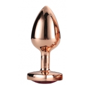 Золотистая анальная втулка с кристаллом-сердечком розового цвета - 7,1 см. - Dream Toys - купить с доставкой в Санкт-Петербурге