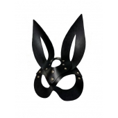 Черная кожаная маска зайки Miss Bunny - БДСМ Арсенал - купить с доставкой в Санкт-Петербурге