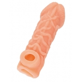 Телесная закрытая насадка с венками Cock Sleeve Size S - 13,8 см. - KOKOS - в Санкт-Петербурге купить с доставкой