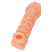 Телесная закрытая насадка с венками Cock Sleeve Size M - 15,6 см. - KOKOS - в Санкт-Петербурге купить с доставкой