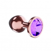 Пробка цвета розового золота с фиолетовым кристаллом Diamond Amethyst Shine S - 7,2 см. - Lola Games - купить с доставкой в Санкт-Петербурге