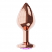 Пробка цвета розового золота с фиолетовым кристаллом Diamond Amethyst Shine S - 7,2 см. - Lola Games - купить с доставкой в Санкт-Петербурге