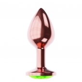 Пробка цвета розового золота с лаймовым кристаллом Diamond Emerald Shine S - 7,2 см. - Lola Games - купить с доставкой в Санкт-Петербурге