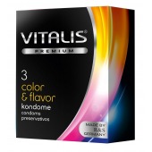Цветные ароматизированные презервативы VITALIS PREMIUM color   flavor - 3 шт. - Vitalis - купить с доставкой в Санкт-Петербурге