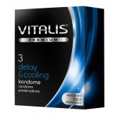 Презервативы VITALIS PREMIUM delay   cooling с охлаждающим эффектом - 3 шт. - Vitalis - купить с доставкой в Санкт-Петербурге