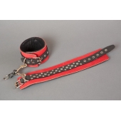Красные кожаные наручники на мягкой подкладке - Подиум - купить с доставкой в Санкт-Петербурге