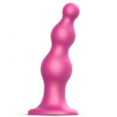 Розовая насадка Strap-On-Me Dildo Plug Beads size S - Strap-on-me - купить с доставкой в Санкт-Петербурге