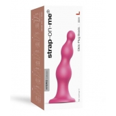 Розовая насадка Strap-On-Me Dildo Plug Beads size L - Strap-on-me - купить с доставкой в Санкт-Петербурге