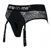 Черные трусики для насадок Diva Lingerie Harness - size M - Strap-on-me - купить с доставкой в Санкт-Петербурге