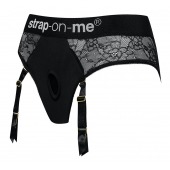 Черные трусики для насадок Diva Lingerie Harness - size L - Strap-on-me - купить с доставкой в Санкт-Петербурге