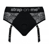 Черные трусики для насадок Diva Lingerie Harness - size L - Strap-on-me - купить с доставкой в Санкт-Петербурге