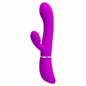 Лиловый вибратор-кролик с подвижной клиторальной щеточкой Clitoris Vibrator - 20,8 см. - Baile