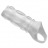 Насадка на пенис с кольцом для мошонки Clear Sensations Enhancer Sex Sleeve - 11,5 см. - XR Brands - в Санкт-Петербурге купить с доставкой