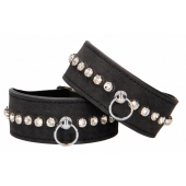 Черные поножи Diamond Studded Ankle Cuffs - Shots Media BV - купить с доставкой в Санкт-Петербурге