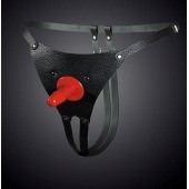 Чёрные кожаные универсальные трусики со штырьком для насадок - Sitabella - купить с доставкой в Санкт-Петербурге