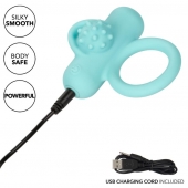 Аквамариновое эрекционное виброкольцо Silicone Rechargeable Nubby Lover’s Delight - California Exotic Novelties - в Санкт-Петербурге купить с доставкой