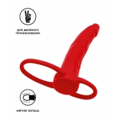 Красная насадка на пенис для двойного проникновения Black Red - 16,5 см. - ToyFa - купить с доставкой в Санкт-Петербурге