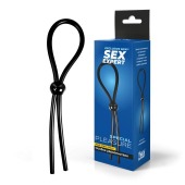 Черное силиконовое лассо с шариком для утяжки - Sex Expert - в Санкт-Петербурге купить с доставкой