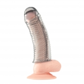 Текстурированная насадка на пенис Clear Textured Penis Enhancing Sleeve Extension - 16,5 см. - BlueLine - в Санкт-Петербурге купить с доставкой