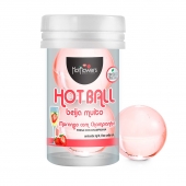 Лубрикант на масляной основе Hot Ball Beija Muito с ароматом клубники и шампанского (2 шарика по 3 гр.) - HotFlowers - купить с доставкой в Санкт-Петербурге