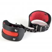 Чёрные наручники с красной вставкой «Пятница» - Sitabella - купить с доставкой в Санкт-Петербурге