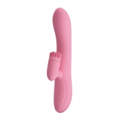 Розовый вибратор-кролик Chris с клиторальной щеточкой - 20,5 см. - Baile