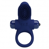 Синее эрекционное виброкольцо в клиторальной щеточкой - Baile - в Санкт-Петербурге купить с доставкой