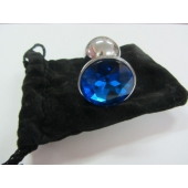 Анальное украшение BUTT PLUG  Small с синим кристаллом - 7 см. - Anal Jewelry Plug - купить с доставкой в Санкт-Петербурге