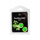 Набор из 2 шариков с массажным маслом Brazilian Balls с ароматом мяты - Secret Play - купить с доставкой в Санкт-Петербурге